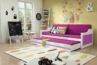 Dětská postel s přistýlkou DAVID 80x190 cm, bílá/fialová