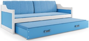 Dětská postel s přistýlkou DAVID 80x190 cm, bílá/modrá