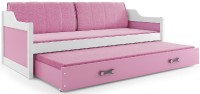 Dětská postel s přistýlkou DAVID 80x190 cm, bílá/růžová