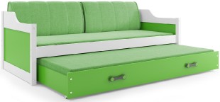 Dětská postel s přistýlkou DAVID 80x190 cm, bílá/zelená