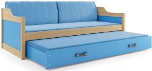Dětská postel s přistýlkou DAVID 80x190 cm, borovice/modrá