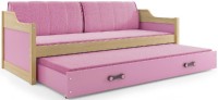 Dětská postel s přistýlkou DAVID 80x190 cm, borovice/růžová