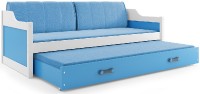 Dětská postel s přistýlkou DAVID 90x200 cm, bílá/modrá