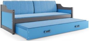Dětská postel s přistýlkou DAVID 90x200 cm, grafitová/modrá