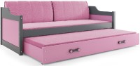 Dětská postel s přistýlkou DAVID 90x200 cm, grafitová/růžová