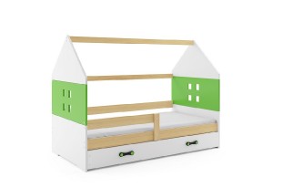 Dětská postel Domi 80x160, bílá/borovice/zelená