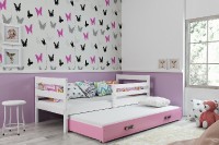 Dětská postel s přistýlkou ERYK 2 80x190 cm, bílá/růžová