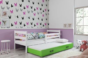 Dětská postel s přistýlkou ERYK 2 80x190 cm, bílá/zelená