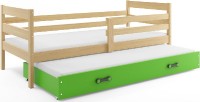 Dětská postel s přistýlkou ERYK 2 80x190 cm, borovice/zelená