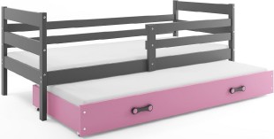 Dětská postel s přistýlkou ERYK 2 80x190 cm, grafitová/růžová