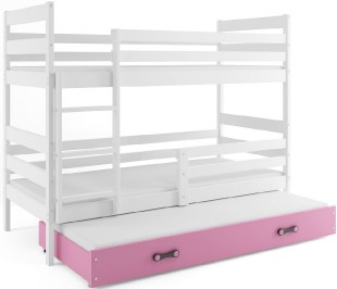 Patrová postel s přistýlkou ERYK 3 80x160 cm, bílá/růžová