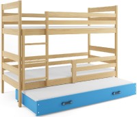 Patrová postel s přistýlkou ERYK 3 80x160 cm, borovice/modrá
