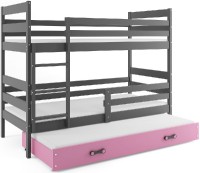 Patrová postel s přistýlkou ERYK 3 80x160 cm, grafitová/růžová