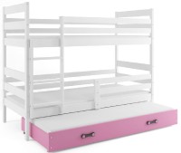 Patrová postel s přistýlkou ERYK 3 80x190 cm, bílá/růžová