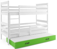 Patrová postel s přistýlkou ERYK 3 80x190 cm, bílá/zelená