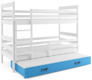 Patrová postel s přistýlkou ERYK 3 90x200 cm, bílá/modrá