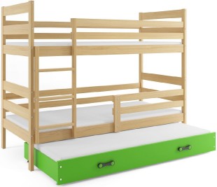 Patrová postel s přistýlkou ERYK 3 90x200 cm, borovice/zelená