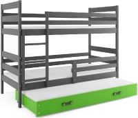 Patrová postel s přistýlkou ERYK 3 90x200 cm, grafitová/zelená
