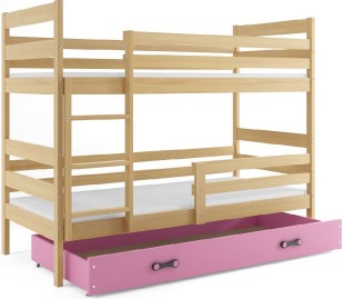 Patrová postel ERYK 80x160 cm, borovice/růžová