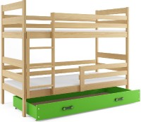 Patrová postel ERYK 80x160 cm, borovice/zelená