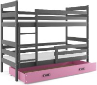 Patrová postel ERYK 80x160 cm, grafitová/růžová