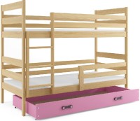 Patrová postel ERYK 90x200 cm, borovice/růžová