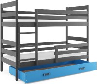 Patrová postel ERYK 90x200 cm, grafitová/modrá