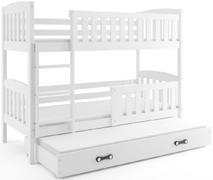 Patrová postel s přistýlkou KUBUS 3 90x200 cm, bílá/bílá