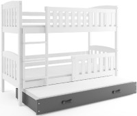 Patrová postel s přistýlkou KUBUS 3 90x200 cm, bílá/grafitová