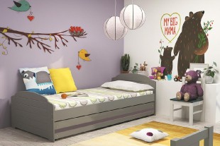 Dětská postel LILI 90x200 cm, grafitová/grafitová