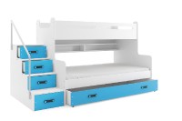 Patrová postel MAX 3 120x200 cm, bílá/modrá