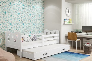 Dětská postel s přistýlkou MIKO 2 80x190 cm, bílá/bílá