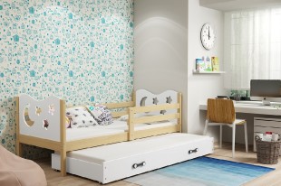 Dětská postel s přistýlkou MIKO 2 80x190 cm, borovice/bílá