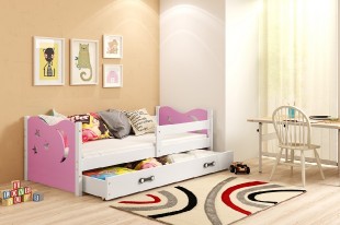 Dětská postel MIKOLAJ 80x160 cm, bílá/růžová