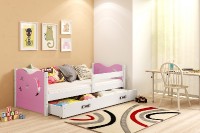Dětská postel MIKOLAJ 80x160 cm, bílá/růžová