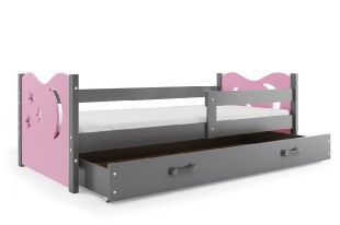 Dětská postel MIKOLAJ 80x160 cm, grafitová/růžová
