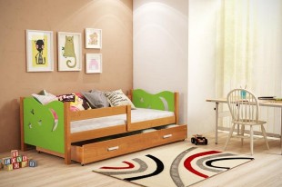 Dětská postel MIKOLAJ 80x160 cm, olše/zelená