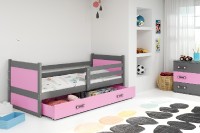 Dětská postel RICO 1 90x200 cm, grafitová/růžová