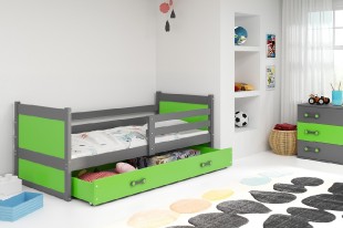 Dětská postel RICO 1 90x200 cm, grafitová/zelená