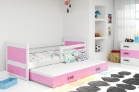 Dětská postel s přistýlkou RICO 2 80x190 cm, bílá/růžová