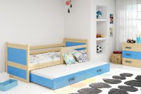 Dětská postel s přistýlkou RICO 2 80x190 cm, borovice/modrá