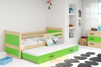 Dětská postel s přistýlkou RICO 2 80x190 cm, borovice/zelená