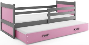 Dětská postel s přistýlkou RICO 2 80x190 cm, grafitová/růžová
