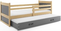 Dětská postel s přistýlkou RICO 2 90x200 cm, borovice/grafitová