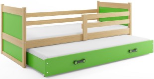 Dětská postel s přistýlkou RICO 2 90x200 cm, borovice/zelená