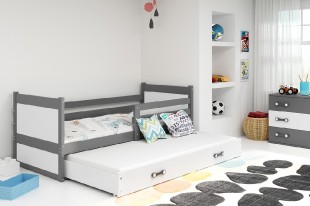 Dětská postel s přistýlkou RICO 2 90x200 cm, grafitová/bílá