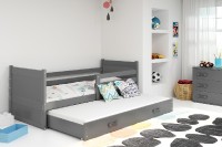 Dětská postel s přistýlkou RICO 2 90x200 cm, grafitová/grafitová