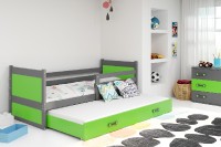Dětská postel s přistýlkou RICO 2 90x200 cm, grafitová/zelená