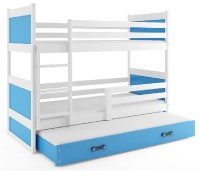 Patrová postel s přistýlkou RICO 3 80x160 cm, bílá/modrá