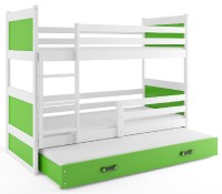 Patrová postel s přistýlkou RICO 3 80x160 cm, bílá/zelená